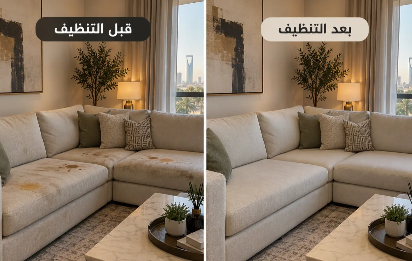 تنظيف كنب بالبخار بعد استخدام طويل في حي حطين الرياض