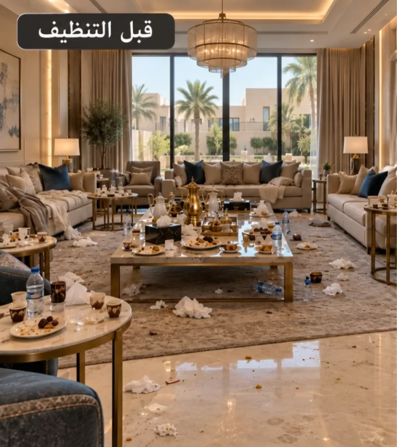 صورة الفيلا قبل التنظيف تنظيف فيلا في حي النرجس الرياض